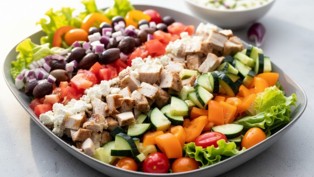 кето греческий салат с курицей